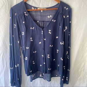 Buckle, Long Sleeve, Blue, Button Up Blouse, Size: Extra Large/XL